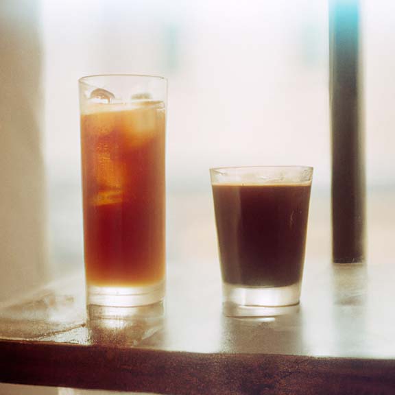Glass of iced coffee and cold brew coffee