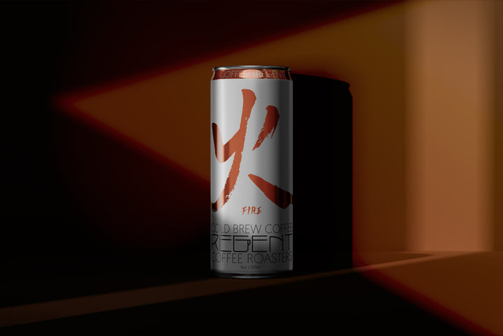 Japanese-inspired cold brew packaging from Regent Coffee in Los Angeles - Fire Element