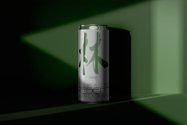 Bourbon barrel-aged cold brew can – Forest element.