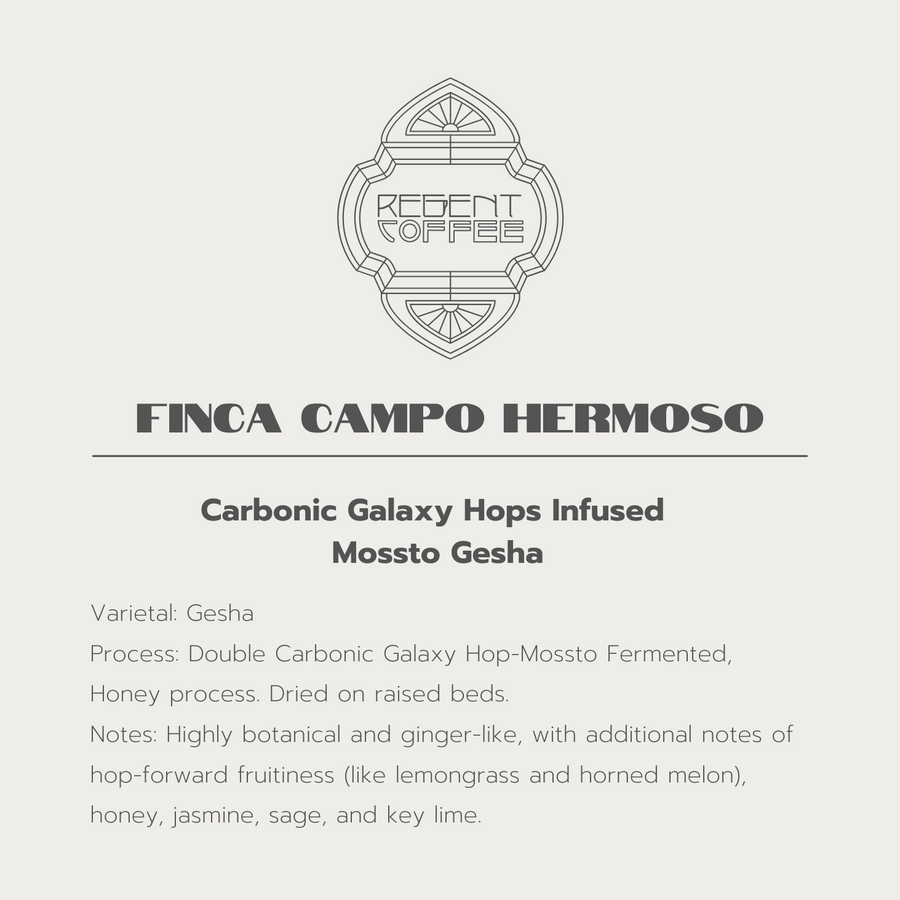 Inforgraphic for Finca Campo Hermoso Carbonic Galaxy Hops Infused Mossto Gesha